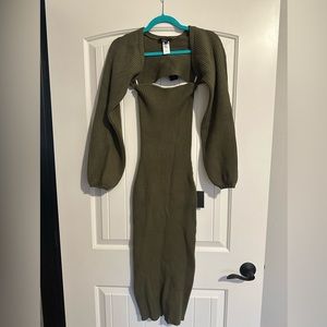 Lulus olive green fitted sweater dress